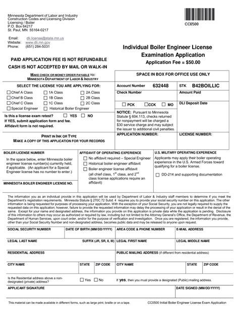 Boilers and Pressure Vessel Registration The Minnesota Department of Labor and Industry (DLI) has 10 commercial licenses for the operation of low- and high-pressure boilers, one hobby license for the operation of steam traction engines and one pilot&39;s license for the operation of boats-for-hire used on Minnesota&39;s inland waters. . Mn boiler license affidavit